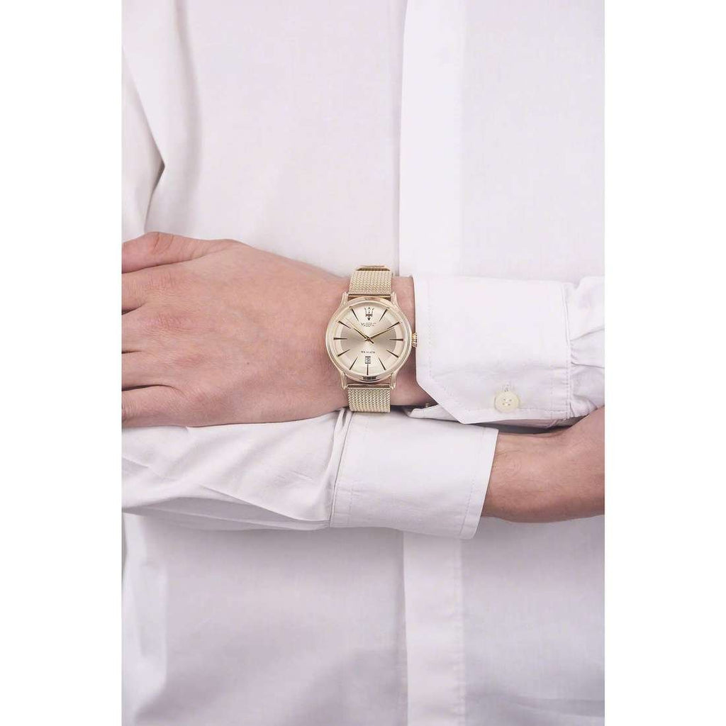 Maserati Epoca Golden Dial Golden Mesh Bracelet Watch For Men - R8853118003