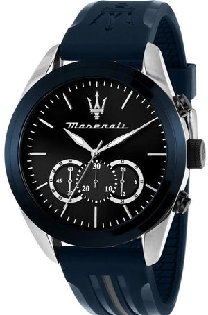 Maserati Traguardo Chronograph Blue Dial Black Silicone Strap Watch For Men - R8871612046
