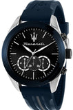 Maserati Traguardo Chronograph Blue Dial Black Silicone Strap Watch For Men - R8871612046