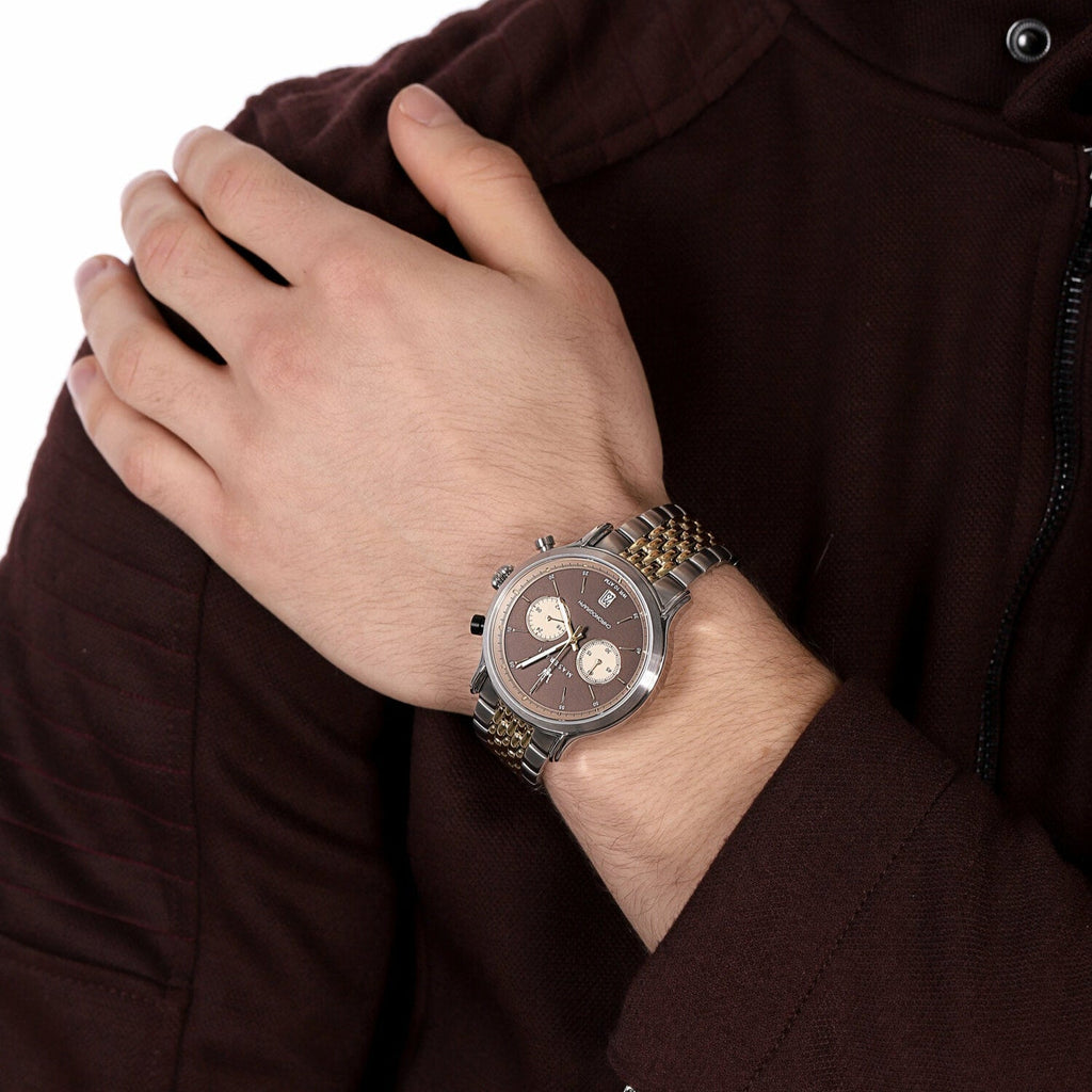 Maserati Legend Chronograph Brown Dial Two Tone Steel Strap Watch For Men - R8873638003