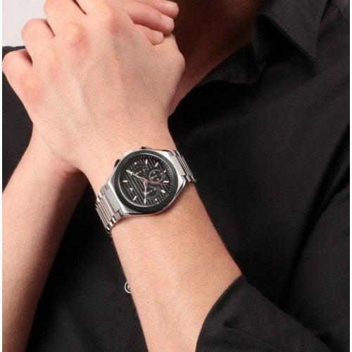 Maserati Triconic Chronograph Black Dial Silver Steel Strap Watch For Men - R8873639002