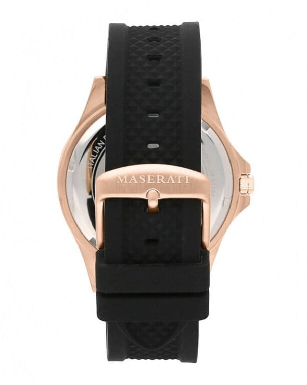 Maserati SFIDA Automatic Black Dial Black Rubber Strap Watch For Men - R8821140001