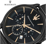 Maserati Epoca Chronograph Black Dial Black Mesh Strap Watch For Men - R8873618013