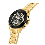 Maserati Traguardo Skeleton Black Dial Gold Steel Strap Watch For Men - R8873612058