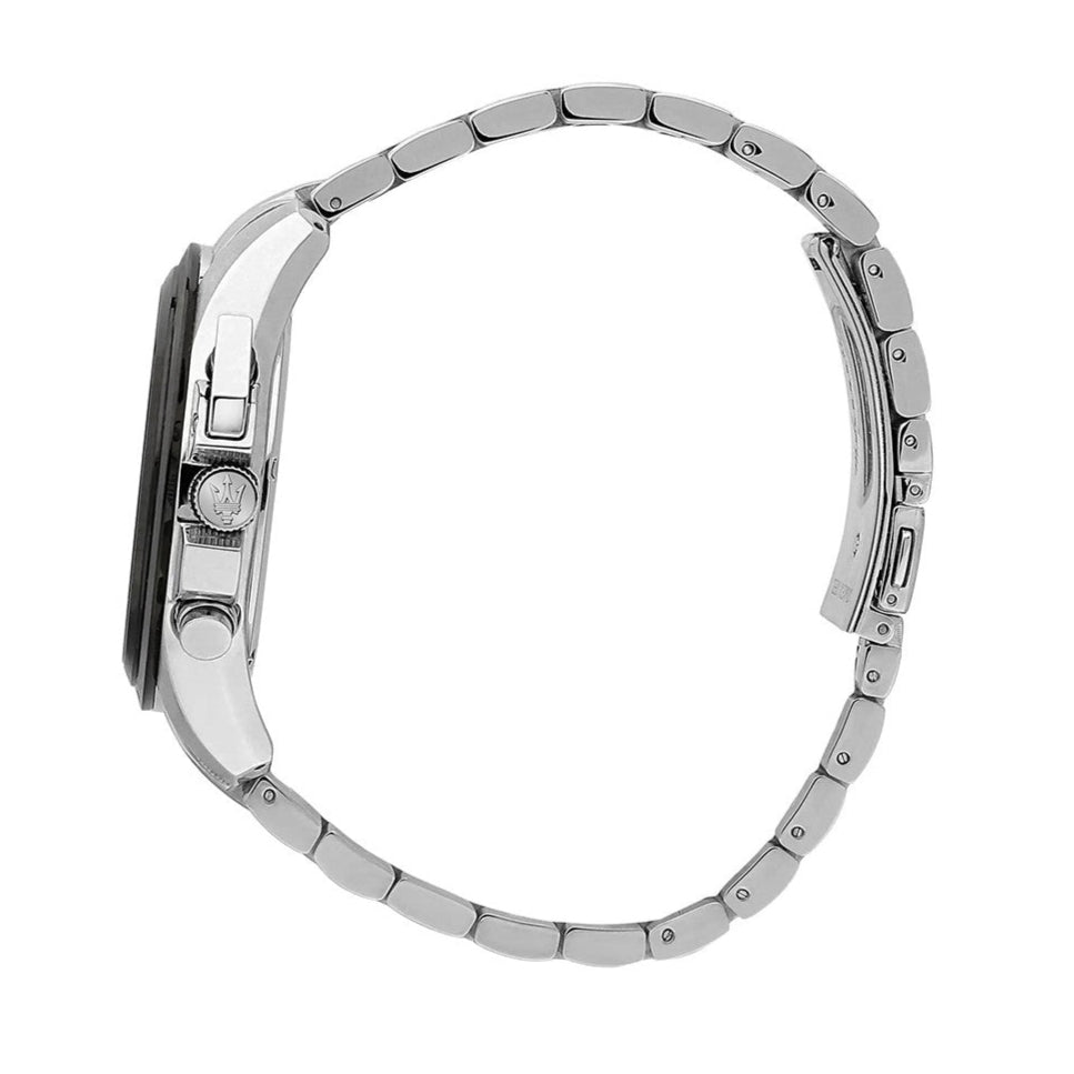 Maserati Traguardo Chronograph Black Dial Silver Steel Strap Watch For Men - R8873612059