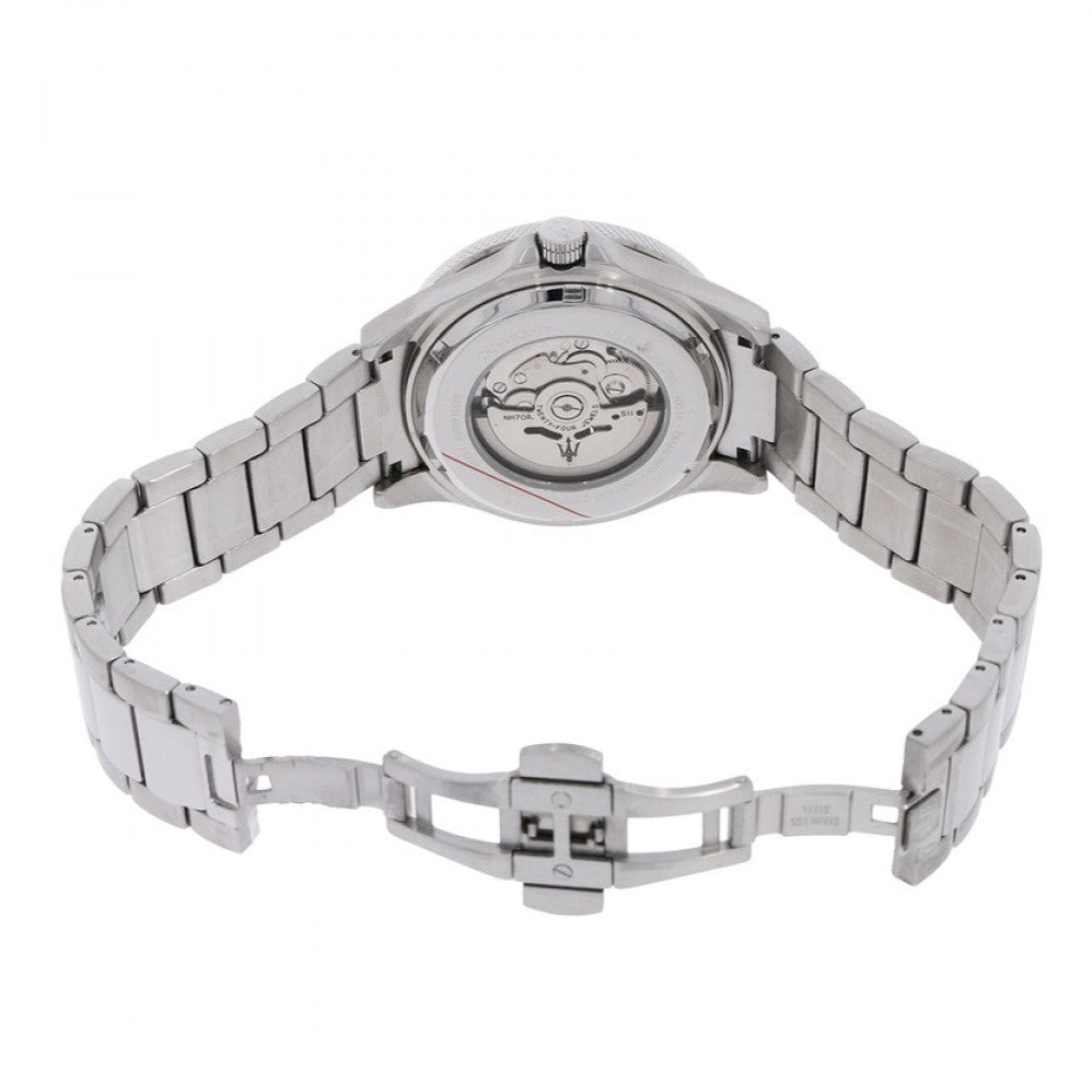 Maserati SFIDA Automatic Skeleton Blue Dial Silver Steel Strap Watch For Men - R8823140007