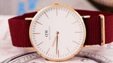 Daniel Wellington Classic Roselyn White Dial Maroon Nylon Strap Watch For Women - DW00100267