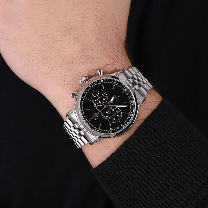 Maserati Epoca Chronograph Black Dial Silver Steel Strap Watch For Men - R8873618017