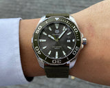 Tag Heuer Aquaracer Black Dial Khakhi Green NATO Strap Watch for Men - WAY101E.FC8222
