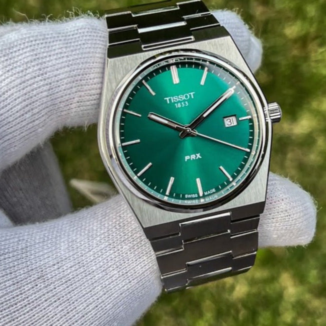 Tissot PRX Green Dial Silver Steel Strap Watch For Men - T137.410.11.091.00