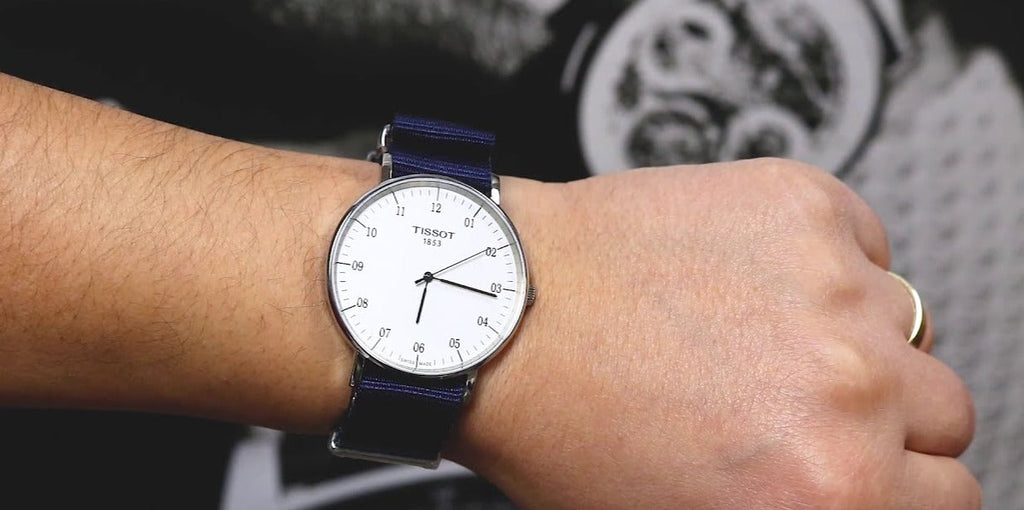 Tissot T Classic Everytime Large White Dial Blue NATO Strap Watch For Men - T109.610.17.037.00