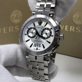 Versace Aion Chronograph White Dial Silver Steel Strap Watch for Men - VBR040017