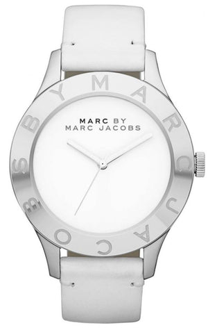 Marc Jacobs Blade White Dial White Leather Strap Watch for Women - MBM1200