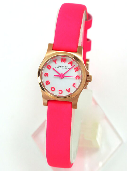 Marc Jacobs Henry White Dial Pink Leather Strap Watch for Women - MBM1237