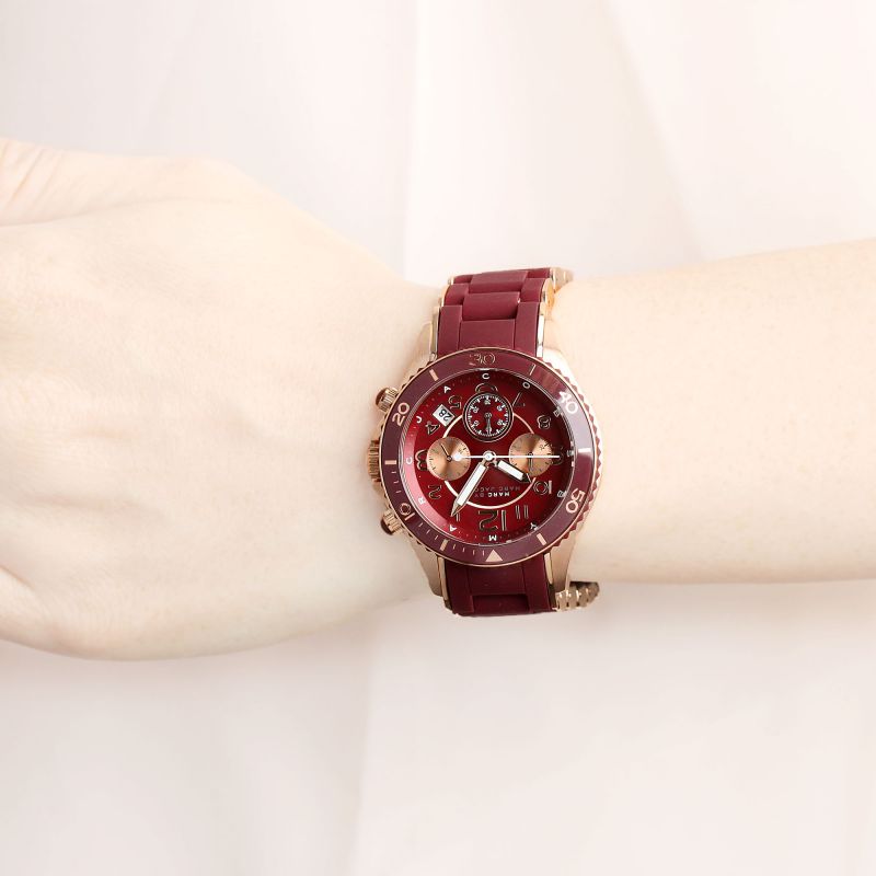 Marc Jacobs Rock Chronograph Red Dial Red Silicone Strap Watch for Women - MBM2596