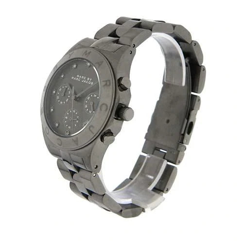 Marc Jacobs Blade Chronograph Black Dial Black Steel Strap Watch for Women - MBM3103