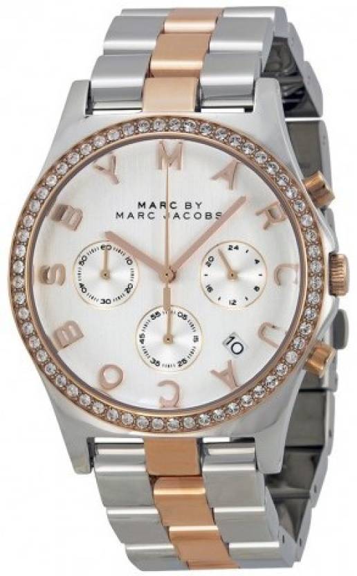 Marc Jacobs Henry Chronograph Silver Dial Two Tone Steel Strap Watch for Women - MBM3106