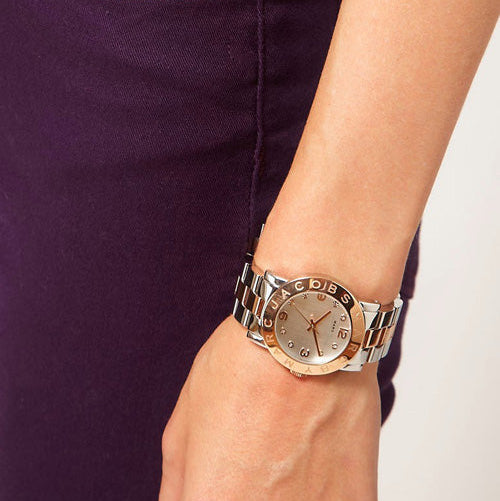 Marc Jacobs Amy Silver Dial Two Tone Steel Strap Watch for Women - MBM3194