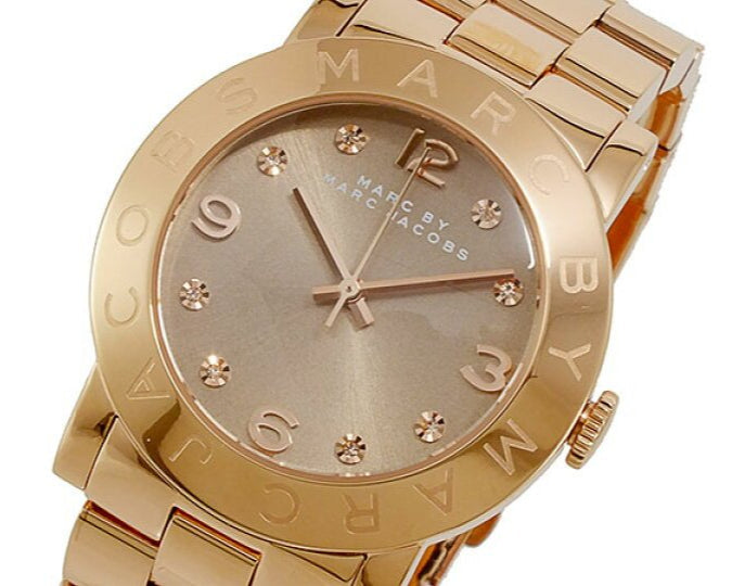 Marc Jacobs Amy Glitz Brown Dial Rose Gold Steel Strap Watch for Women - MBM3221