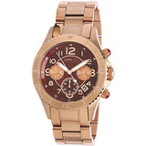 Marc Jacobs Rock Chronograph Mother of Pearl Red Dial Rose Gold Steel Strap Unisex Watch - MBM3251