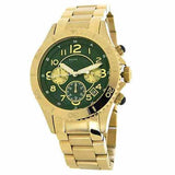 Marc Jacobs Rock Chronograph Green Dial Gold Steel Strap Watch for Women - MBM3252