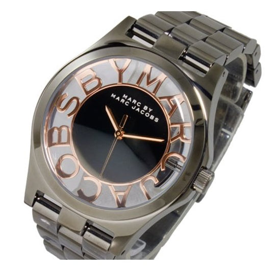 Marc Jacobs Henry Skeleton Black Dial Black Steel Strap Watch for Women - MBM3254