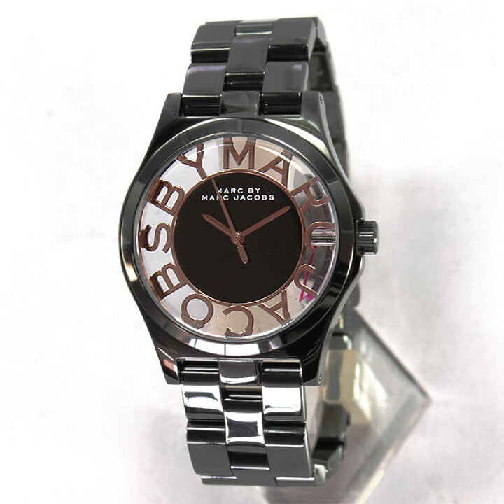 Marc Jacobs Henry Skeleton Black Dial Black Steel Strap Watch for Women - MBM3254