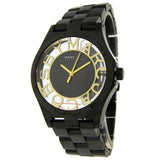 Marc Jacobs Henry Transparent Black Dial Black Steel Strap Watch for Women - MBM3255