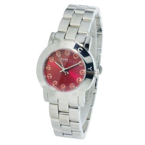 Marc Jacobs Amy Red Dial Silver Steel Strap Watch for Women - MBM3335