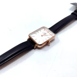 Daniel Wellington Quadro White Dial Black Leather Strap Watch For Women - DW00100434