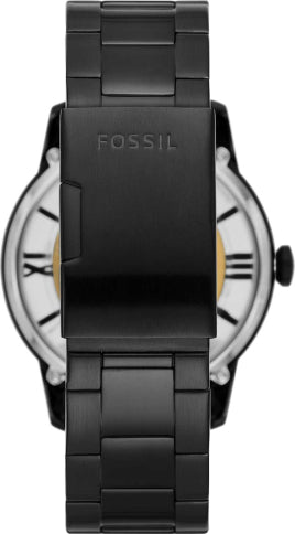 Fossil Townsman Automatic Skeleton Black Dial Black Steel Strap Watch for Men - ME3197
