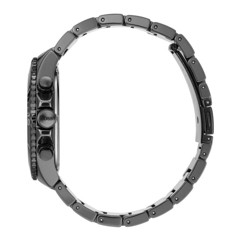 Hugo Boss Trophy Black Dial Black Steel Strap Watch for Men - 1513675