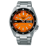 Seiko 5 Sports Double Hurricane Retro Orange Dial Silver Steel Strap Watch For Men - SRPK11K1