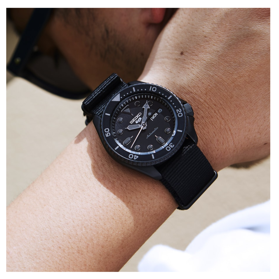 Seiko 5 Sports Automatic Black Dial Black NATO Strap Watch For Men - SRPD79K1