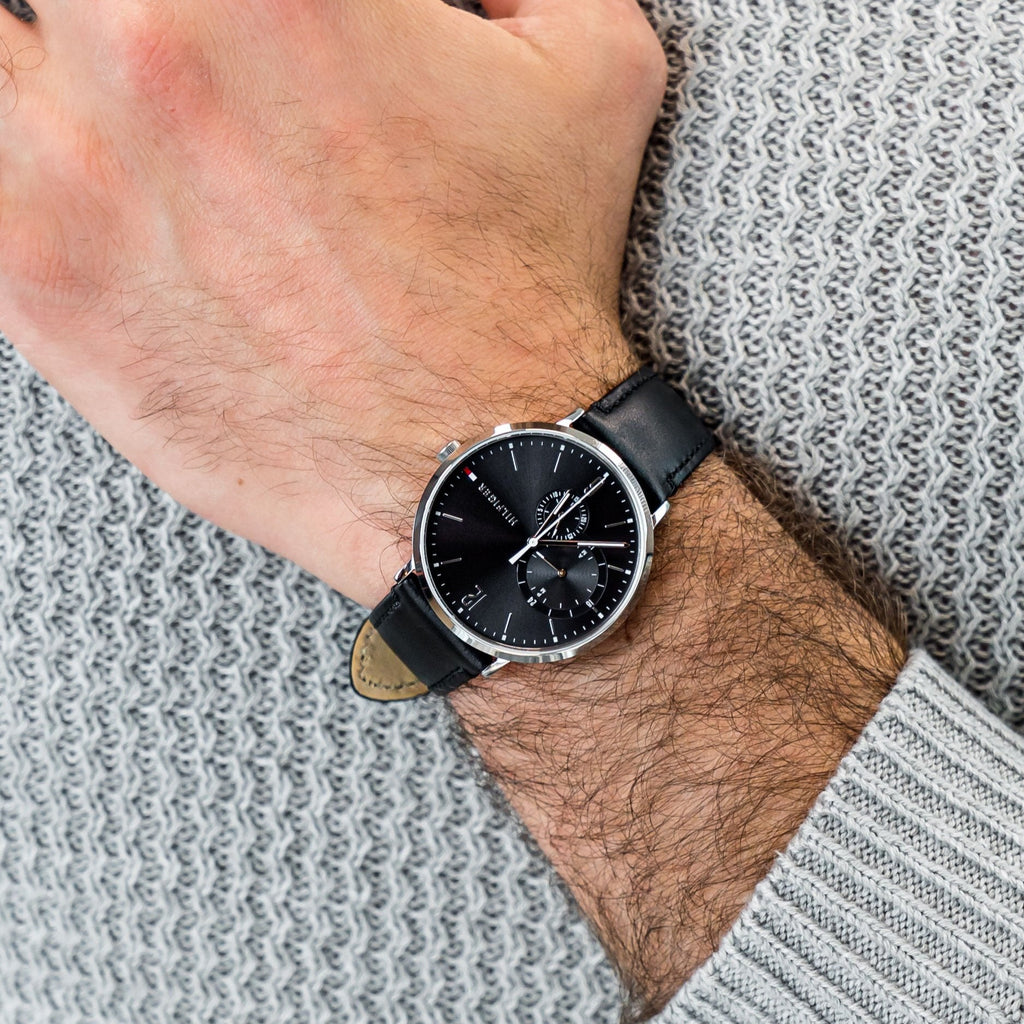 Tommy Hilfiger Brooklyn Black Dial Black Leather Strap Watch for Men - 1791509