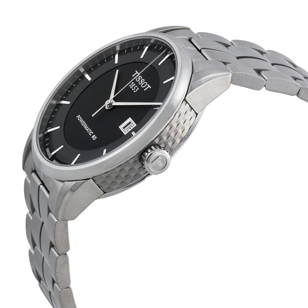 Tissot Luxury Powermatic 80 Black Dial Silver Steel Strap Watch For Men - T086.407.11.051.00