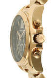 Michael Kors Bradshaw Chronograph Black Dial Gold Steel Strap Watch For Women - MK6959