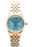 Michael Kors Lexington Quartz Blue Dial Gold Steel Strap Watch For Women - MK3271