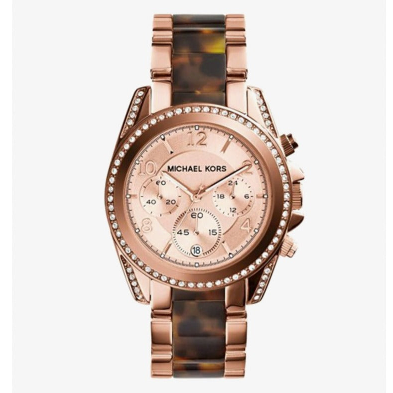 Michael Kors Blair Rose Gold Dial Two Tone Steel Strap Watch For Women - MK5859