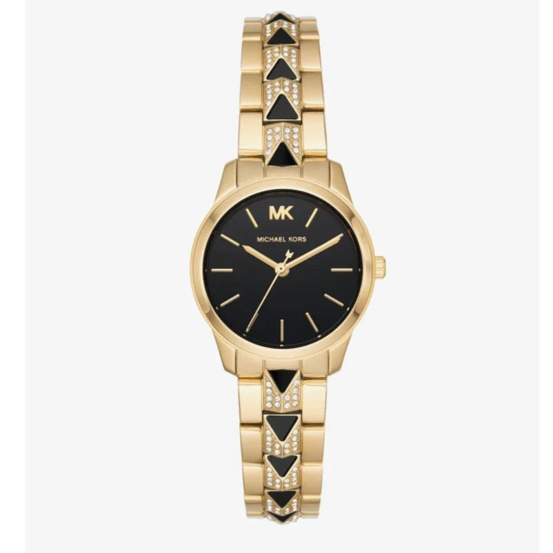 Michael Kors Runway Mercer Quartz Black Dial Two Tone Steel Strap Watch For Women - MK6672