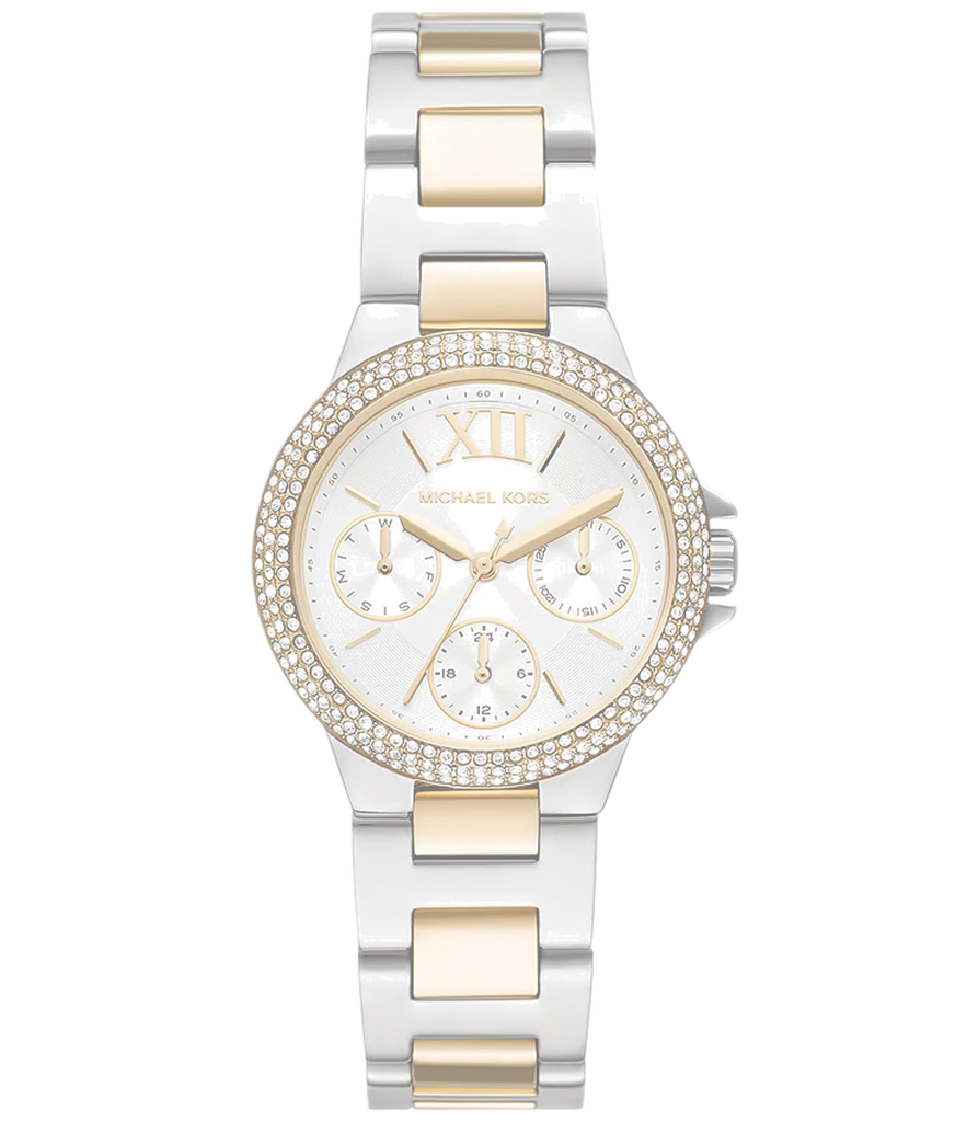 Michael Kors Camille Multifunction Silver Dial Two Tone Steel Strap Watch For Women - MK6982