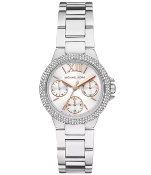 Michael Kors Camille Chronograph White Dial Silver Steel Strap Watch For Women - MK7198