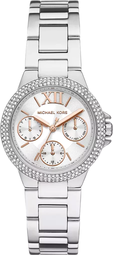 Michael Kors Camille Chronograph White Dial Silver Steel Strap Watch For Women - MK7198