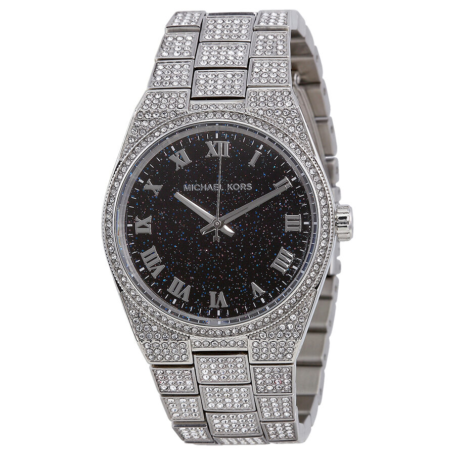 Michael Kors Channing Diamonds Black Dial Silver Steel Strap Watch for Women - MK6089