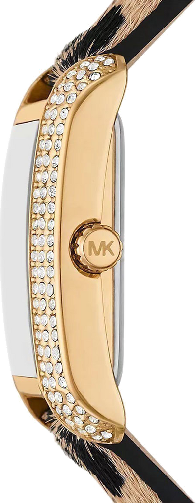 Michael Kors Emery Quartz Diamonds Black Dial Cheetah Print Leather Strap Watch For Women - MK7387