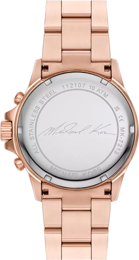 Michael Kors Everest Chronograph Silver Dial Rose Gold Steel Strap Watch For Women - MK7213