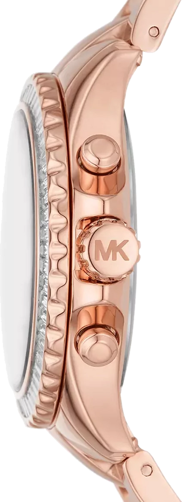 Michael Kors Everest Chronograph Silver Dial Rose Gold Steel Strap Watch For Women - MK7213