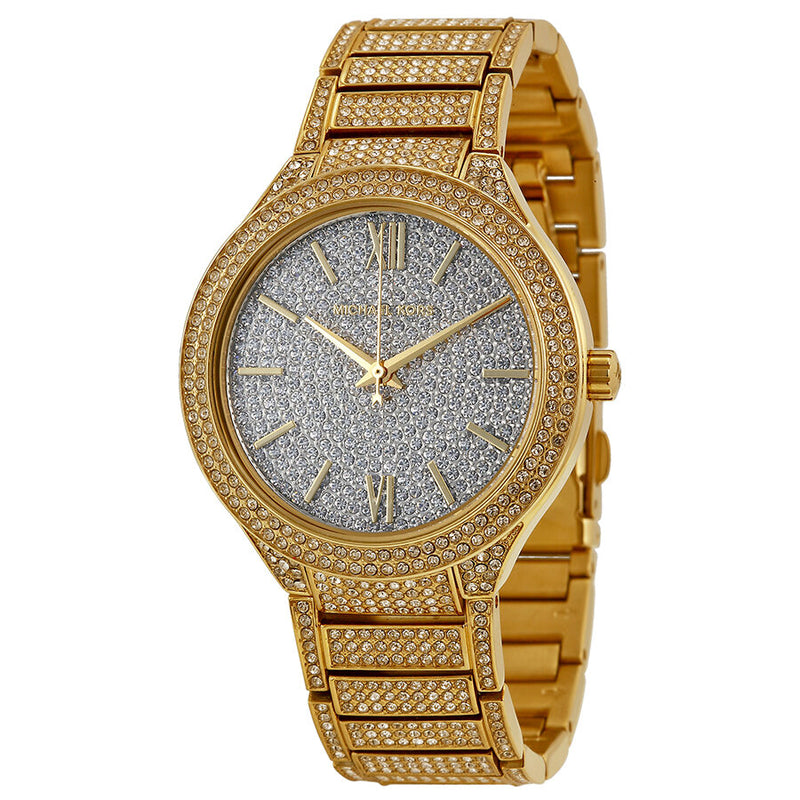 Michael Kors Kerry Crystals Gold Dial Gold Steel Strap Watch For Women - MK3360