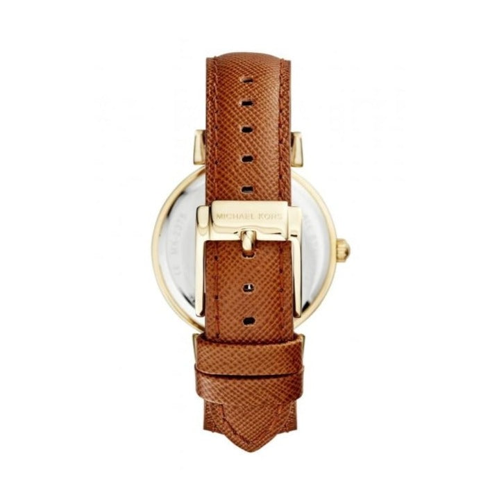Michael Kors Catlin Champagne Dial Brown Leather Strap Watch for Women - MK2375