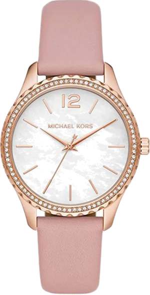 Michael Kors Layton Three-Hand White Dial Pink Leather Strap Watch for Women - MK2909